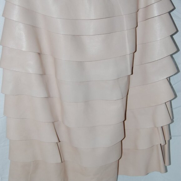 Valentino ❤️ RUNWAY Light Pink Nude Real Leather 3D floral Flower Dress Size 2 - Picture 4 of 15